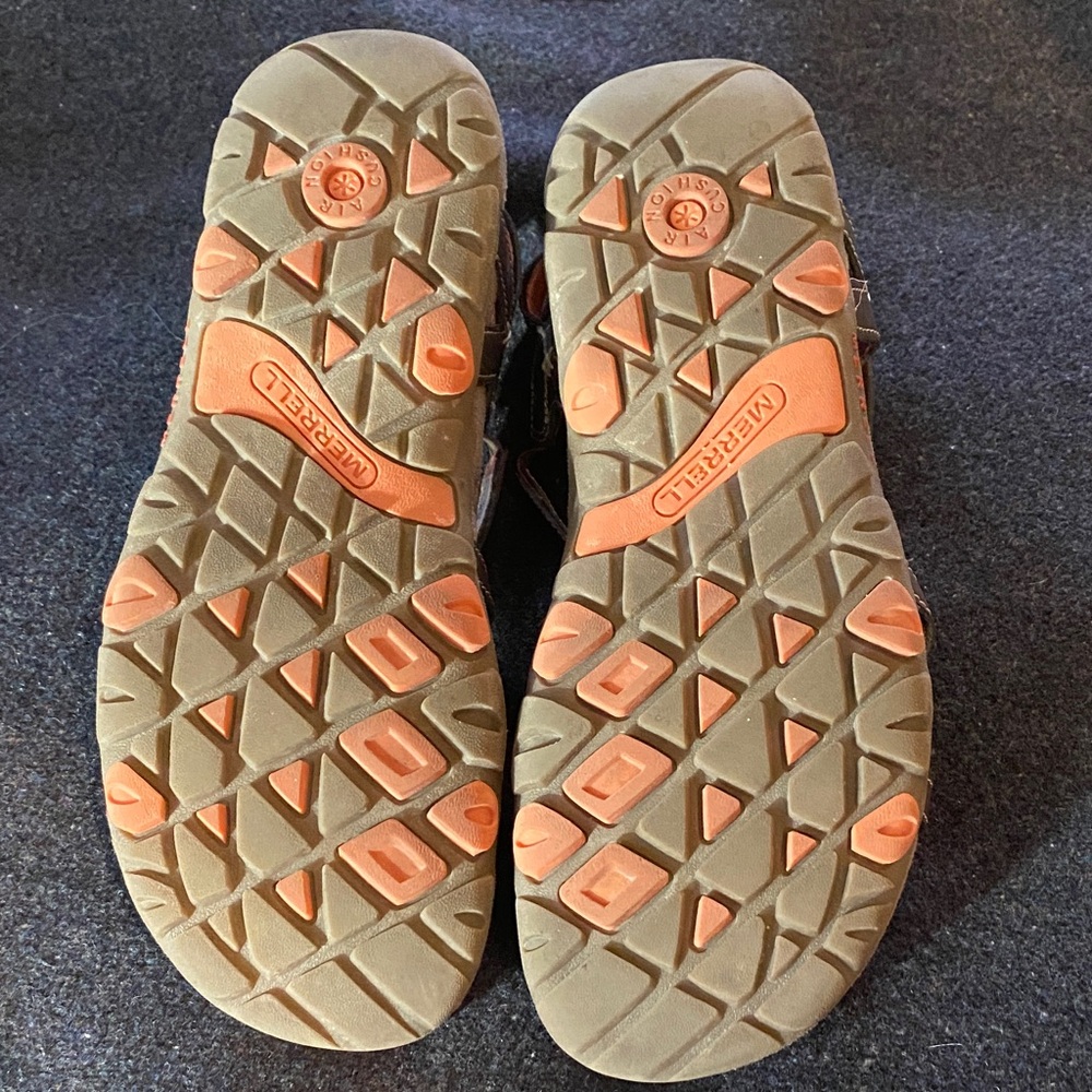 Merrell Brown and Pink Strappy Sandals with Comfort Heel Size 8 - Picture 4 of 7